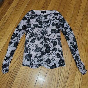 Laundry by Shelli Segal Ruched Stretch Mesh Top Blouse Small EUC